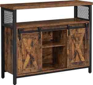 Foto: Nancy s ripon dressoir opbergkast sideboard keukenkastje 2 schuifdeuren verstelbare plank industrieel bruin zwart 100 x 33 x 80 cm