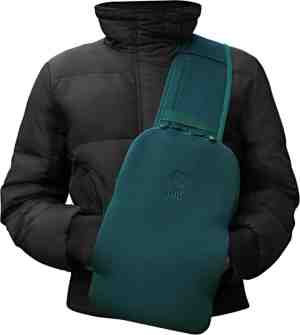 Foto: Snugbud classic bodywarmer rugzak met warmte kruik groen bruin