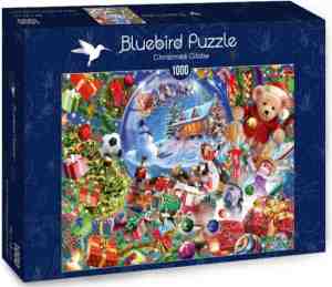 Foto: Christmas globe bluebird   1000 stukjes   legpuzzel