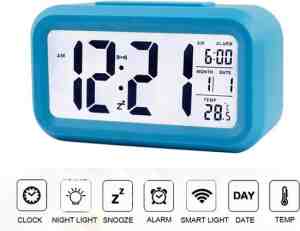 Foto: Wekkers digitaalwekkers slaapkamer wekker voor kinderen tieners jongensstil uurwerk groot display dual alarm snnoze functie met led nachtlampje blauw
