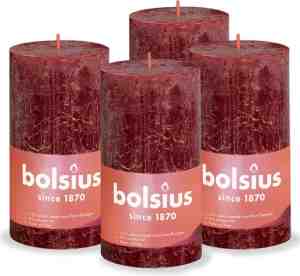 Foto: Bolsius   rustieke kaars   4 stuks   rood   13cm