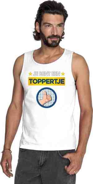 Foto: Toppers wit mouwloos feest shirt tanktop je bent een toppertje met duimpje voor heren xl