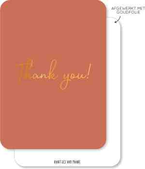 Foto: Set wenskaarten thank you 10 stuks a6 met goudfolie rood afscheid collega thank you kaartjes