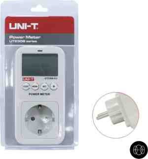 Foto: Uni t verbruiksmeter energieverbruiksmeter elektrisch energiemeter stopcontact wit