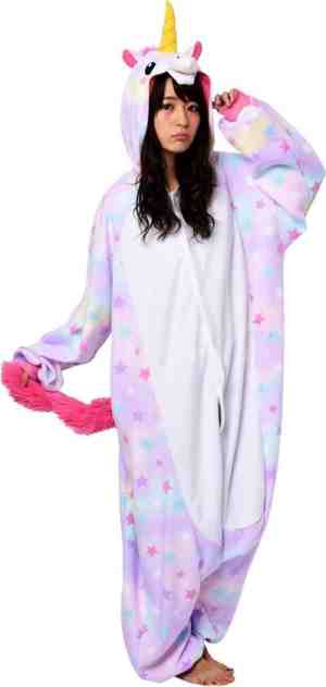 Foto: Kimu onesie sterren eenhoorn pakje   maat 110 116   eenhoornpak unicorn kostuum lila pak   unicornpak kinderen jumpsuit pyjama huispak carnaval carnavalspak