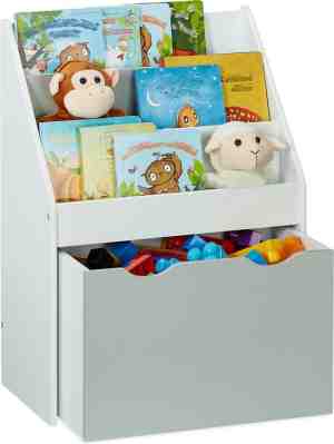 Foto: Relaxdays speelgoedkast kinderboekenkast met speelgoedbak kleine speelgoed organizer