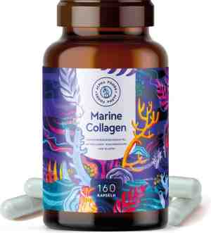 Foto: Alpha foods marine collageen met hyaluronzuur en elastine   160 marine collagen capsules collageen supplement voor skincare en huidverzorging viscollageen met extracten van spirulina geschikt voor pescotarirs