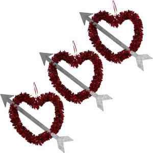 Foto: Valentijnsdag bruiloft versiering hangend hart met pijl 45 cm lametta folie hangdecoratie hartjes