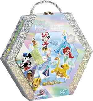Foto: Totum disney 100 glitter knutselkoffertje diamond paint   prinsessen en classics versieren met glitter strass steentjes jubileumeditie