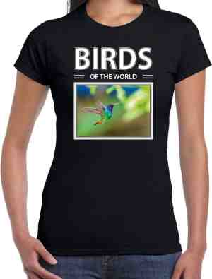 Foto: Dieren foto t shirt kolibrie vogel zwart dames birds of the world cadeau shirt kolibries liefhebber xxl