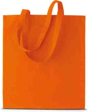 Foto: 20x stuks basic katoenen schoudertasje in het oranje 38 x 42 cm met lange hengsels boodschappentassen goodie bags