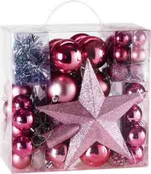 Foto: Casaria kerstballen   kerstboomversiering   kerstboom decoratie  roze 77 st 