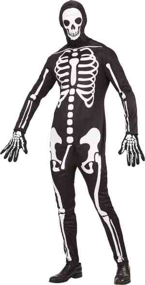Foto: Widmann spook skelet kostuum geil skelet met leuter man zwart medium carnavalskleding verkleedkleding