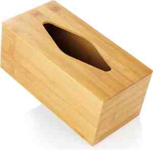 Foto: Cosmeticadoekjesbox van bamboe premium zakdoekdispenser van hout papierdoekdispenser met uitneembare bodem 24 5 x 12 x 10 5 cm