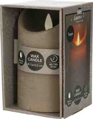 Foto: 2x taupe led kaars stompkaars 125 cm   luxe kaarsen op batterijen met bewegende vlam