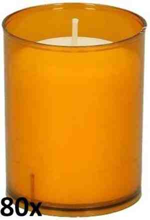 Foto: 80 stuks bolsius relight kaars in oranje houder 64 50 24 uur 