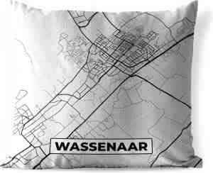 Foto: Buitenkussen stadskaart wassenaar grijs wit 45x45 cm weerbestendig