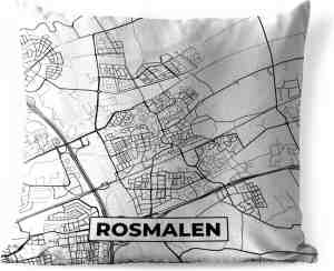 Foto: Sierkussen buiten kaart rosmalen zwart wit 60x60 cm weerbestendig