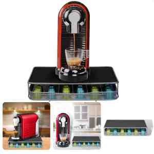 Foto: Cheqo capsule houder met lade koffiecapsulehouder geschikt voor dolce gusto en nespresso capsulehouder 30 60 capsules slipvast metaal 32x29x6cm