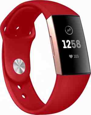 Foto: Bandje voor fitbit charge 3 4 sport band rood maat ml horlogebandje armband
