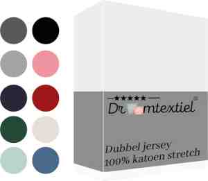 Foto: Droomtextiel dubbel jersey hoeslaken wit tweepersoons 140x200 cm   100 katoen   hoge hoek   heerlijk zacht  strijkvrij   rondom elastiek   stretch   dubbel dikke kwaliteit