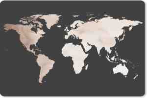 Foto: Muismat wereldkaartenkerst illustraties wereldkaart met bruine en roze kleuren en een structuurpatroon muismat rubber 60x40 cm muismat met foto