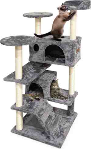 Foto: Happysnoots krabpaal voor katten 50 x 130 cm kattenboom grote cat tower