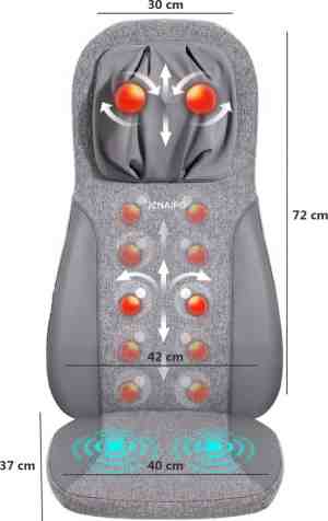Foto: Naipo elektrische massagestoel   massagekussen   rugmassage   massagemat   massageapparaat   shiatsu met warmtefunctie en vibratiemassage infrarood grijs   maat s