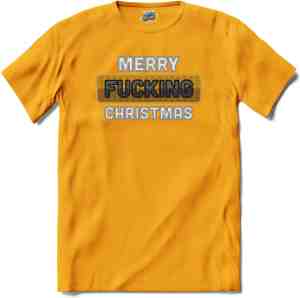 Foto: Merry f cking christmas t shirt jongens geel maat 10 jaar