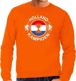 Foto: Oranje fan sweater voor heren holland kampioen met beker holland nederland supporter ek wk trui outfit s