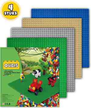 Foto: Complete set bouwplaten geschikt voor lego   4 stuks   groen grijs blauw zand   bouw plaat   bouwplaat   wegen platen   voor classic bouwstenen