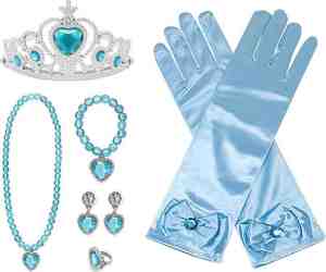Foto: Het betere merk   speelgoed meisjes   blauwe prinsessenhandschoenen   tiara kroon   juwelen   voor bij je prinsessenjurk   prinsessen speelgoed voor bij je verkleedjurk