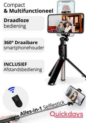 Foto: Bluetooth selfie stick 3 in 1 tik tok selfiestick universeel tripod monopod met afstandsbediening geschikt voor samsung iphone bol