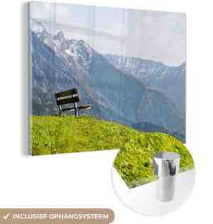 Foto: Muchowow glasschilderij zitbank in de bergen van alpen liechtenstein 80 x 60 cm acrylglas schilderijen foto op glas