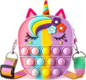 Foto: Pop it tas   fidget toys   unicorn tas   eenhoorn   regenboog pop it   antistress   siliconen   multicolor   kerstcadeau