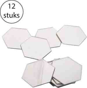 Foto: Plakspiegel   hexagon wandspiegel   12 stuks   8x4x7cm   zilver   zelfklevend   decoratie