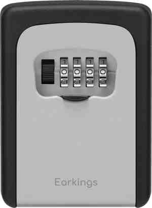Foto: Earkings sleutelkluis sleutelkastje inclusief wandmontage   sleutelkluisje met code voor buiten   kluisje met cijferslot grijs