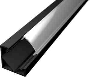 Foto: Leddle   aluminium hoekprofiel zwart voor led strip inclusief dekking voor profiel slim line  100cm 1m