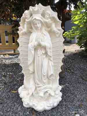Foto: Prachtig fors maria beeld met engelen en achterplaat polystone cr me wit 