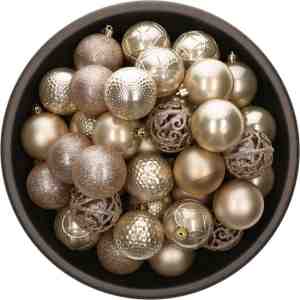 Foto: Bellatio decorations kerstballen   37 stuks   parel champagne   kunststof   6 cm