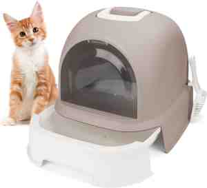 Foto: Kattenbak met lade kattentoilet met schepje 52x42x38 5cm bruin