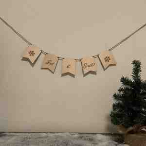 Foto: Mini slinger let it snow   kerst   kerstmis   houten slinger   decoratie   hout   feestdecoratie   versiering