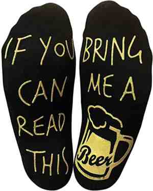 Foto: Grappige sokken bier goud bring me beer one size cadeau mannen huissokken vaderdag verjaardag geschenk man