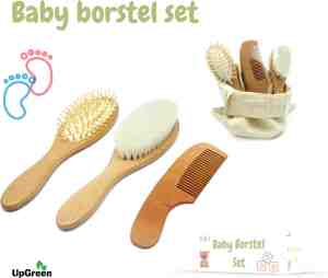 Foto: Upgreen baby verzorgingsset borstel set kraamcadeau manicureset verzorgingsproducten en kam hout haarborstel geitenhaar