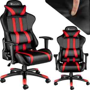 Foto: Tectake   gaming chair   bureaustoel premium racing style zwartrood