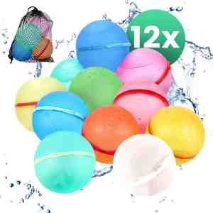 Foto: Big baloo 12x herbruikbare waterballonnen zelfsluitend waterspeelgoed zwembed speelgoed waterballon waterballetjes tuin buitenspeelgoed voor jongens meisjes 12 stuks inclusief opbergzak