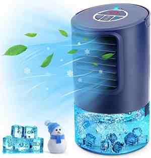 Foto: Renfox mobiele airco voor slaapkamer mobiele airconditioning luchtbevochtiger luchtkoeler mobiele airco zonder afvoer led sfeerlicht blauw kunststof 17w 40db