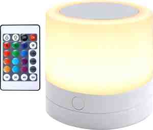 Foto: Xd l nachtlampje tafellamp slaapkamer lamp nachtkastje campinglamp met afstandsbediening aanraakbediening meerdere kleuren usb opladen 7 2cm wit