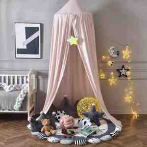 Foto: Il bambini grote baby klamboe voor babykamer babybedje poederroze lichtroze polyester