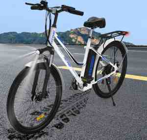 Foto: Hitway 26 inch e bike elektrische fiets voor heren en dames pedelec stadsfietsen 250 w motor 36 v112 ah e bike shimano 7 versnellingen 35 90 km wit blauw